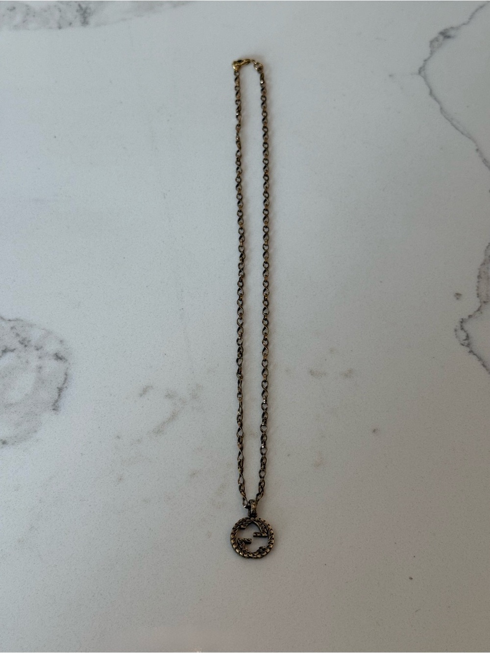Gucci 18k Gold Circle Pendant Necklace with Interlocking G